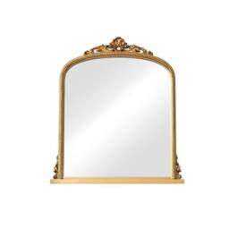 Melody Maison Antique Gold Ornate Arch Overmantle Mirror 88cm X 100cm in Metallic Gold - Size: 88 cm X 100 cm - thumbnail 1