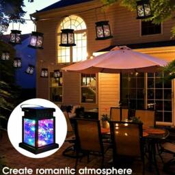 Havendro 2Pcs Solar LED Hanging Lantern Lights Waterproof Garden in Black - thumbnail 3