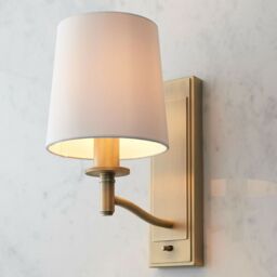 Loops 2 PACK Dimmable LED Wall Light Antique Brass & White Shade Classic Vintage Lamp - thumbnail 5