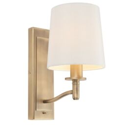 Loops 2 PACK Dimmable LED Wall Light Antique Brass & White Shade Classic Vintage Lamp - thumbnail 2
