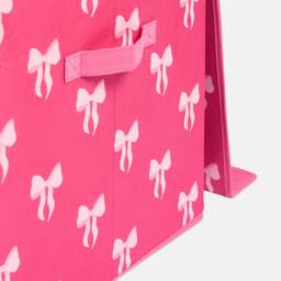OHS Bows Foldable Fabric Storage Box Toy Organiser with Lid in Bright Pink - thumbnail 5