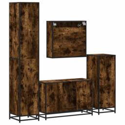 Berkfield Home 4¬†Piece Bathroom Furniture Set¬†Smoked Oak Engineered Wood in Brown - thumbnail 8