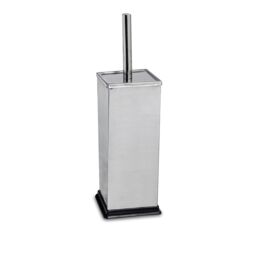 Harbour Housewares Square Toilet Brush & Holder - Cleaning Brush Set with Non Slip Base in Silver - thumbnail 1
