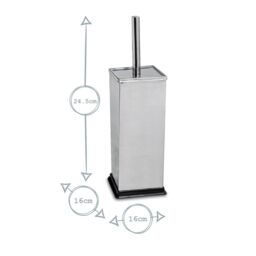 Harbour Housewares Square Toilet Brush & Holder - Cleaning Brush Set with Non Slip Base in Silver - thumbnail 3