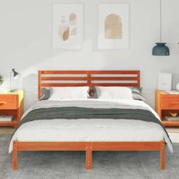 Berkfield Home with Headboard Wax brown 150 x 200 cm Solid pine wood - thumbnail 4