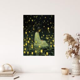 "Wee Blue Coo Wall Art Print Diwali At Dusk Whimsical Portrait Living Room in Dark Green - Size: W24"" x H32""" - thumbnail 4