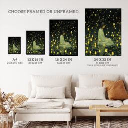 "Wee Blue Coo Wall Art Print Diwali At Dusk Whimsical Portrait Living Room in Dark Green - Size: W24"" x H32""" - thumbnail 3