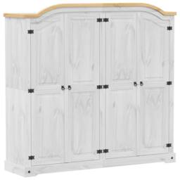 Berkfield Home Wardrobe Corona White 194x52x186 cm Solid Wood Pine - Size: 194 x 52 x 186 cm - thumbnail 3