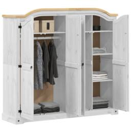 Berkfield Home Wardrobe Corona White 194x52x186 cm Solid Wood Pine - Size: 194 x 52 x 186 cm - thumbnail 1