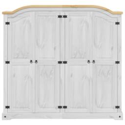 Berkfield Home Wardrobe Corona White 194x52x186 cm Solid Wood Pine - Size: 194 x 52 x 186 cm - thumbnail 4