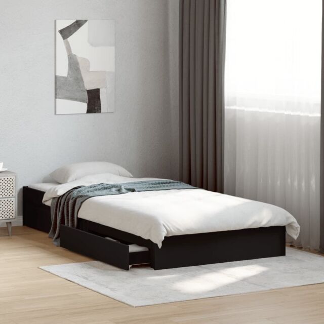 Berkfield Home Bed Frame with Drawers without Mattress Black 90x190 cm Single - image 1