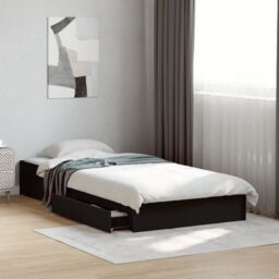 Berkfield Home Bed Frame with Drawers without Mattress Black 90x190 cm Single - thumbnail 1
