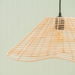 ValueLights Harlow Natural Wavy Rattan Pendant Ceiling Floor Lamp Light Shade - thumbnail 4