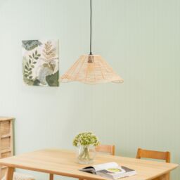 ValueLights Harlow Natural Wavy Rattan Pendant Ceiling Floor Lamp Light Shade - thumbnail 2