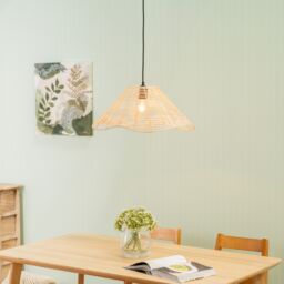 ValueLights Harlow Natural Wavy Rattan Pendant Ceiling Floor Lamp Light Shade