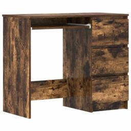 Berkfield Home Desk Smoked Oak 90x45x76 cm Engineered Wood in Brown - Size: 90 x 45 x 76 cm - thumbnail 1