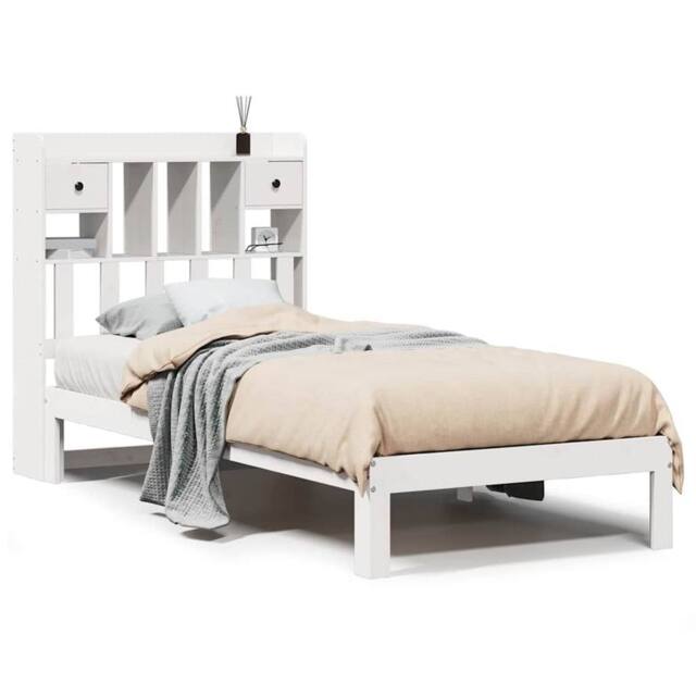 Berkfield Home Bookcase Bed without Mattress White 75x190cm Solid Wood Pine - Size: 75x190 cm - image 1