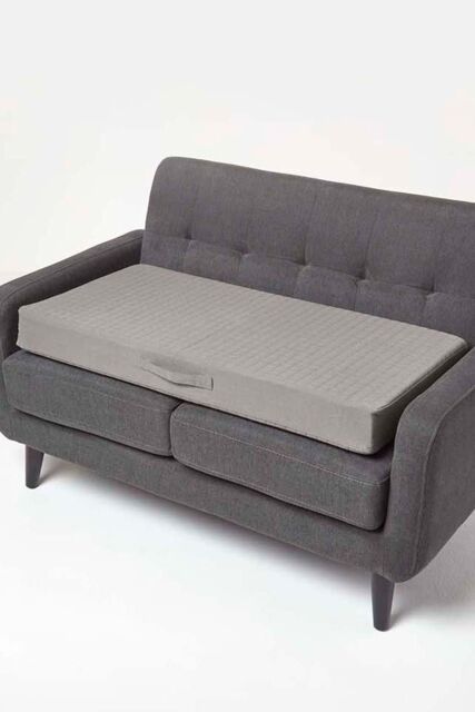 Homescapes Cotton Orthopaedic Foam 2 Seater Booster Cushion in Charcoal - image 1