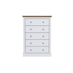 Wyld Haus Ardee 5 Drawer Chest White with Natural Oak Top - thumbnail 2