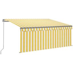 Berkfield Home Manual Retractable Awning with Blind 3x2.5m Yellow&White in Yellow - thumbnail 2