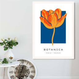 ARTZE Orange & Blue Tulip Flower Market Exhibition Framed Print SIZE: A2 with White Frame - Size: A4 - thumbnail 2