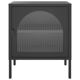 Berkfield Home Nightstands 2 pcs Black 50x35x60 cm Glass & Steel - Size: 50 x 35 x 60 cm - thumbnail 4
