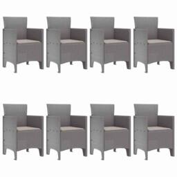 Berkfield Home 9 Piece Garden Dining Set with Cushions Light Grey Poly Rattan - thumbnail 4