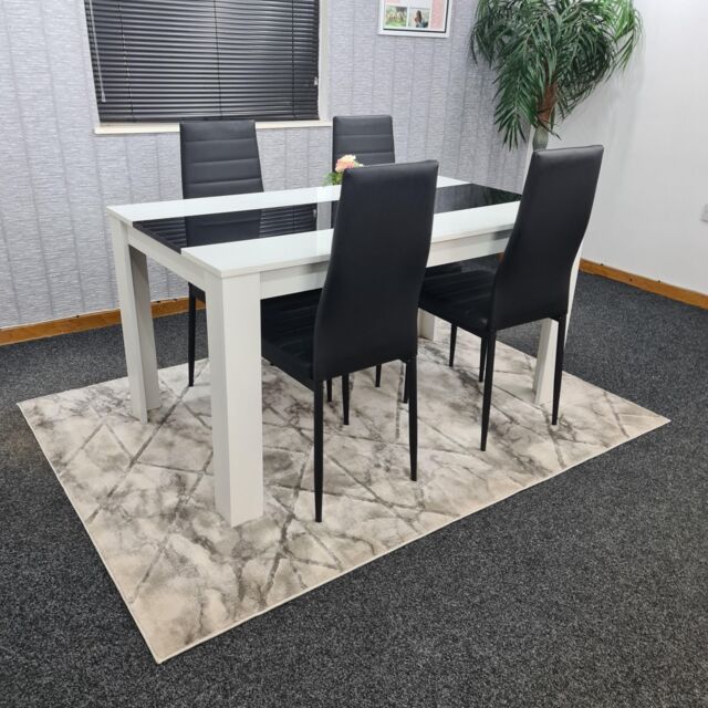 KOSY KOALA Modern Dining Table Set With 4 Black Chairs Dining Room Furniture - image 1