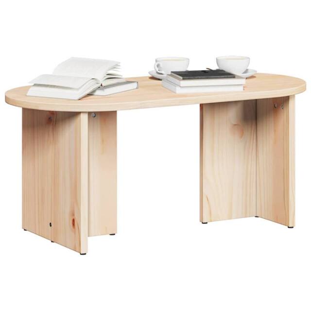 Berkfield Home Modern Coffee Table Natural 80 x 39.5 x 35 cm Solid pine wood in Light Brown - image 1