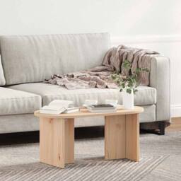 Berkfield Home Modern Coffee Table Natural 80 x 39.5 x 35 cm Solid pine wood in Light Brown - thumbnail 4