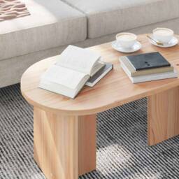 Berkfield Home Modern Coffee Table Natural 80 x 39.5 x 35 cm Solid pine wood in Light Brown - thumbnail 5