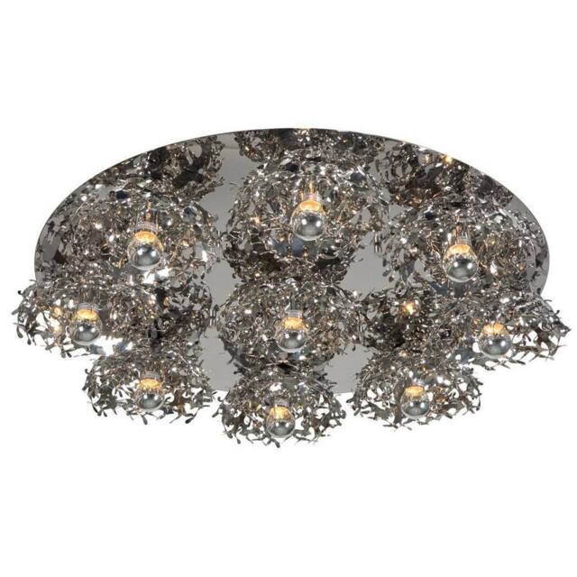 Netlighting Coral 9 Light Semi Flush Light Stainless Steel in Silver