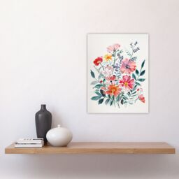 "Artery8 Boho Spring Flower Bouquet Pastel Watercolour Wall Art Print - Size: W18"" x H24""" - thumbnail 4