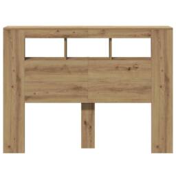 Berkfield Home LED Headboard Artisan Oak 140x18.5x103.5 cm Engineered Wood in Brown - thumbnail 6