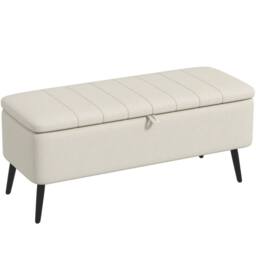 Wyld Haus Zimina Cream Linen Look Storage Ottoman - thumbnail 2