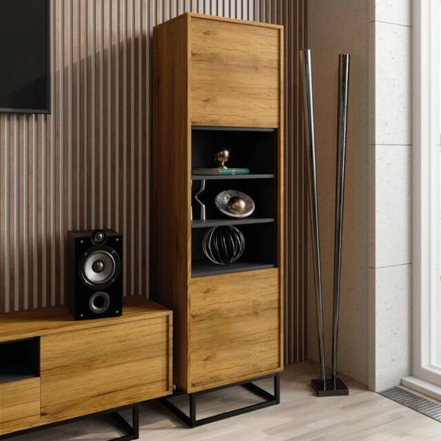 Mex Furniture LTD Display Cabinet Harmony Loft 175cm - Dark Oak in Brown - image 1