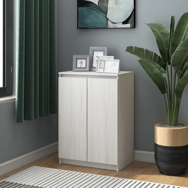 Berkfield Home Sideboard White 60x36x84 cm Solid Pinewood - Size: 60 x 36 x 84 cm - image 1
