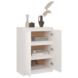 Berkfield Home Sideboard White 60x36x84 cm Solid Pinewood - Size: 60 x 36 x 84 cm - thumbnail 4