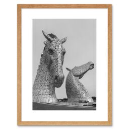 "Artery8 Wall Art Print Kelpies Horse Sculptures Falkirk Scotland Framed in Beige - Size: W7"" x H9""" - thumbnail 1