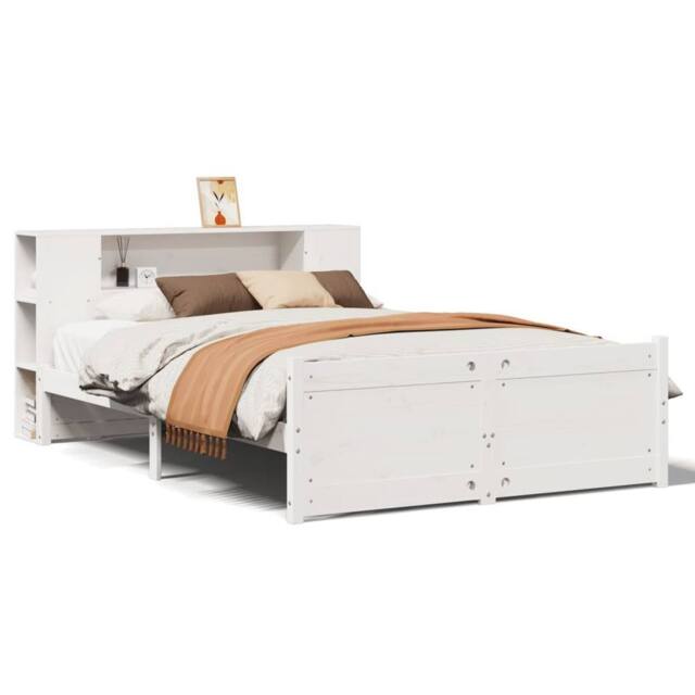 Berkfield Home Bookcase Bed without Mattress White 140x190cm Solid Wood Pine - Size: 140x190 cm - image 1