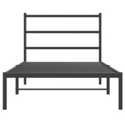 Berkfield Home Metal Bed Frame without Mattress with Headboard Black 100x200cm - Size: 100x200 cm - thumbnail 5