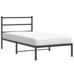 Berkfield Home Metal Bed Frame without Mattress with Headboard Black 100x200cm - Size: 100x200 cm - thumbnail 4
