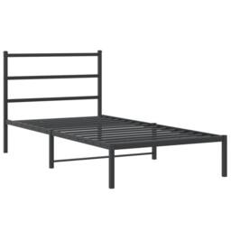 Berkfield Home Metal Bed Frame without Mattress with Headboard Black 100x200cm - Size: 100x200 cm - thumbnail 2