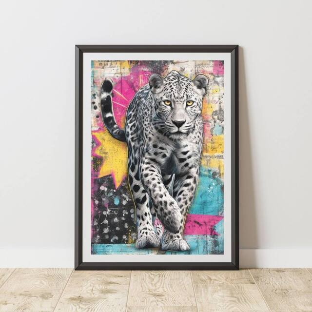 60 SECOND MAKEOVER Cheetah Graffiti Print Urban Street Art Poster Junk Journal - Size: A4 - image 1
