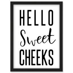 Artery8 Funny Bathroom Wall Art Hello Sweet Cheeks Cheeky Toilet Sign Artwork Framed Wall Art Print A4 in Black - thumbnail 1