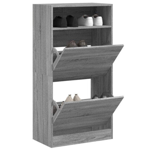 Berkfield Home Shoe Cabinet Grey Sonoma 60x34x116 Engineered Wood - image 1