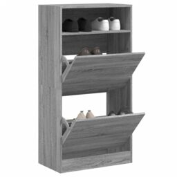 Berkfield Home Shoe Cabinet Grey Sonoma 60x34x116 Engineered Wood - thumbnail 1