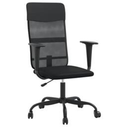 Berkfield Home Office Chair Height Adjustable Black Mesh Fabric & Faux Leather - thumbnail 2