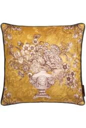 Laurence Llewelyn-Bowen 'Tuscan Holiday' Velvet Filled Cushion in Mustard - Size: 43 cm x 43 cm - thumbnail 2