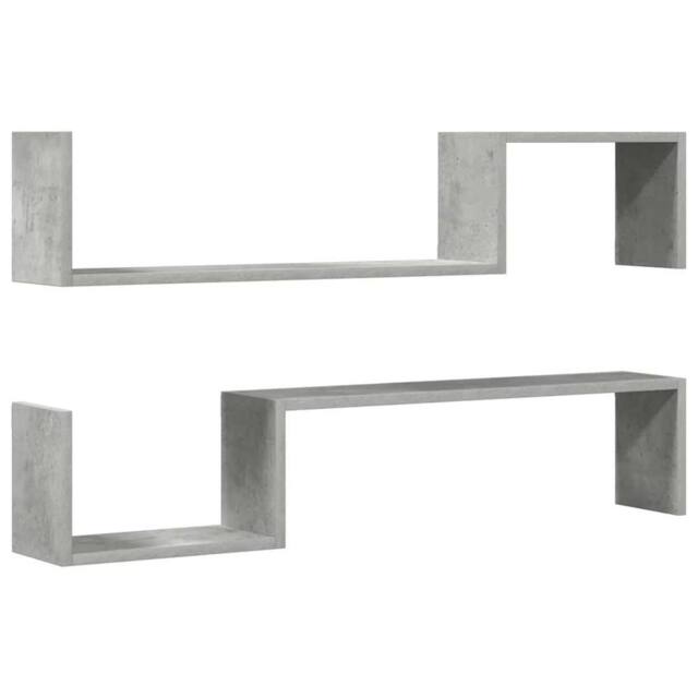 Berkfield Home Wall Shelf 2 pcs Concrete Grey 100x15x20 cm Engineered Wood - Size: 100 x 15 x 20 cm - image 1